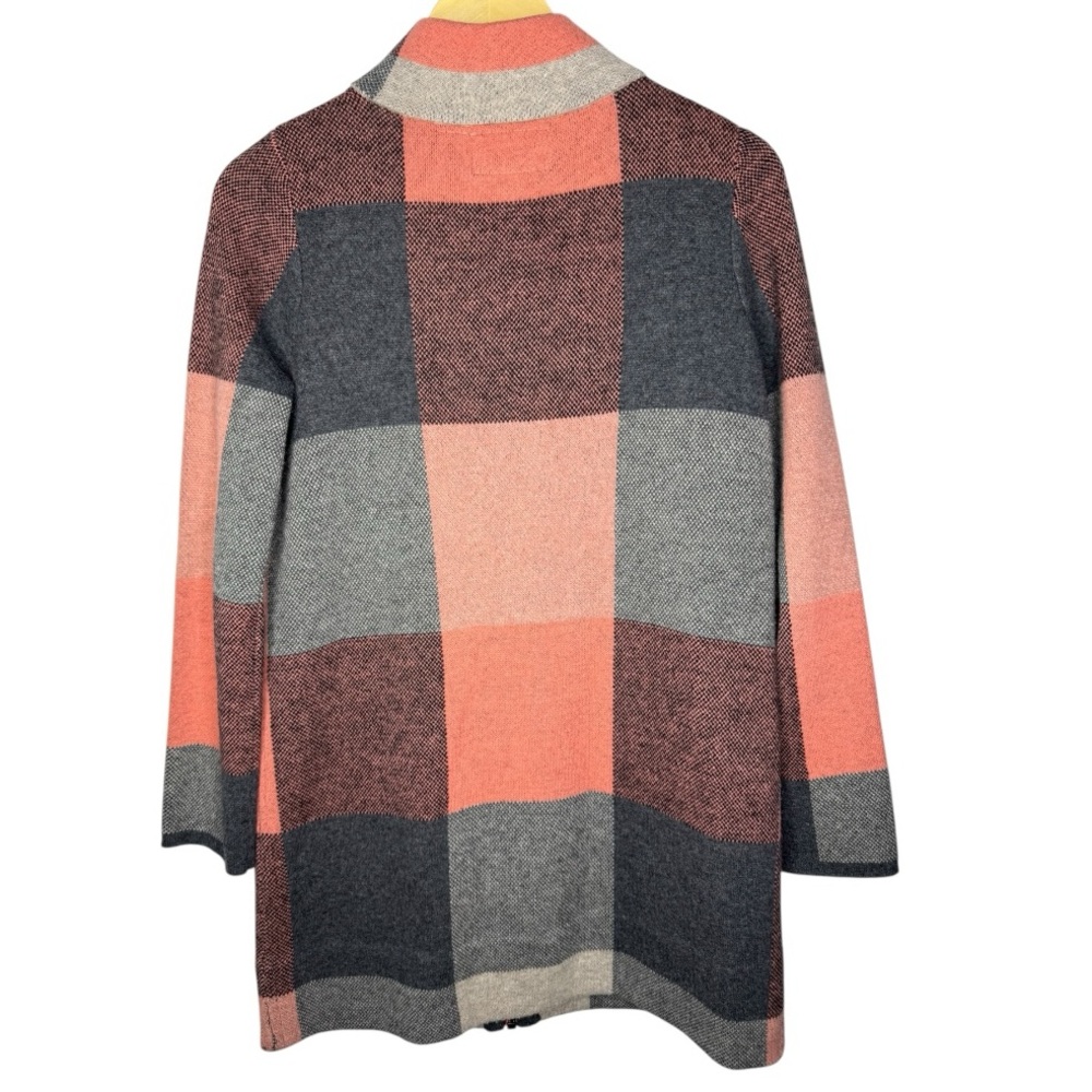 Anthropologie Field Flower Cozy Plaid Sweater Jacket - Coral, Gray, and Brown XS - Picture 5 of 5